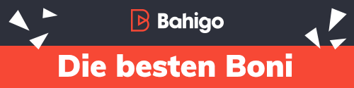 Werbung für die besten Boni bei Bahigo mit modernem Design und Konfetti-Elementen