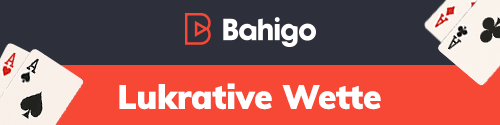 Werbung für lukrative Wetten bei Bahigo mit Spielkarten und modernem Layout