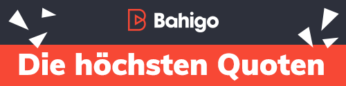 Bahigo Banner mit rotem Hintergrund und dem Text Die höchsten Quoten in Weiß
